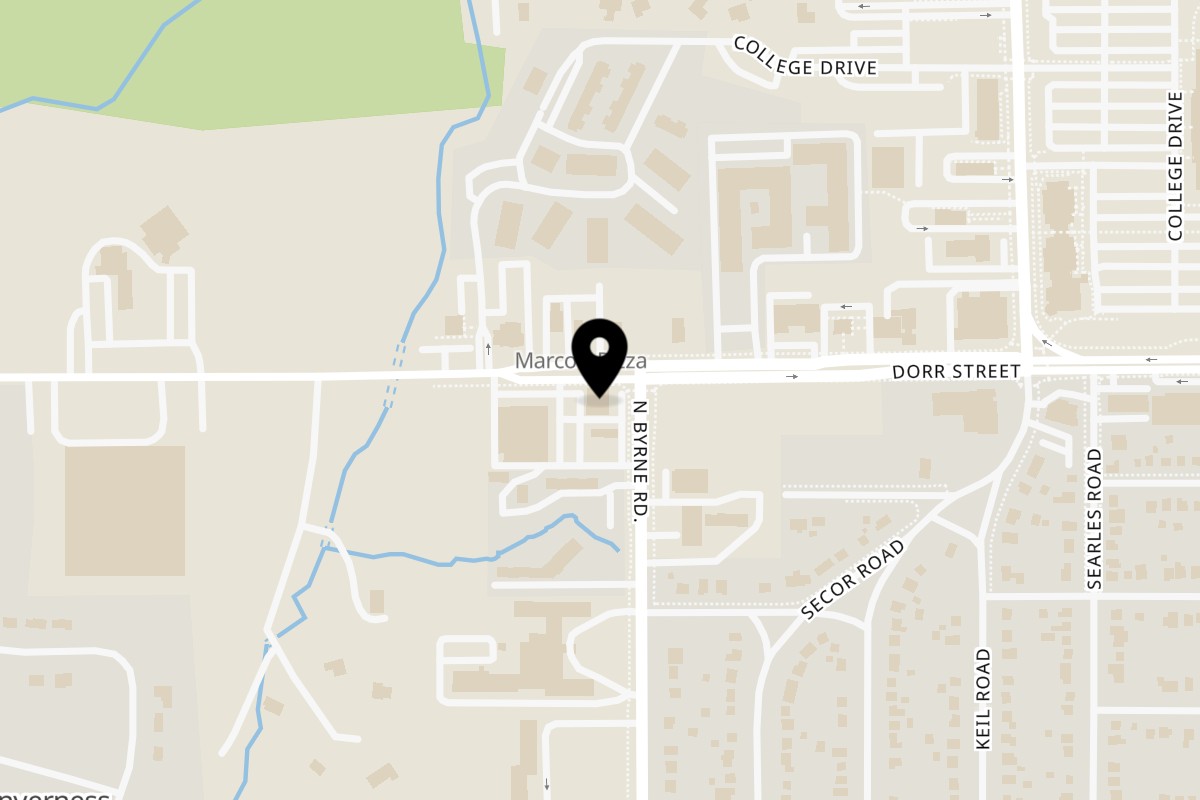 Map showing the location of The Original Jamaican Spice est 2011 on 1223 N Byrne Rd in Toledo
